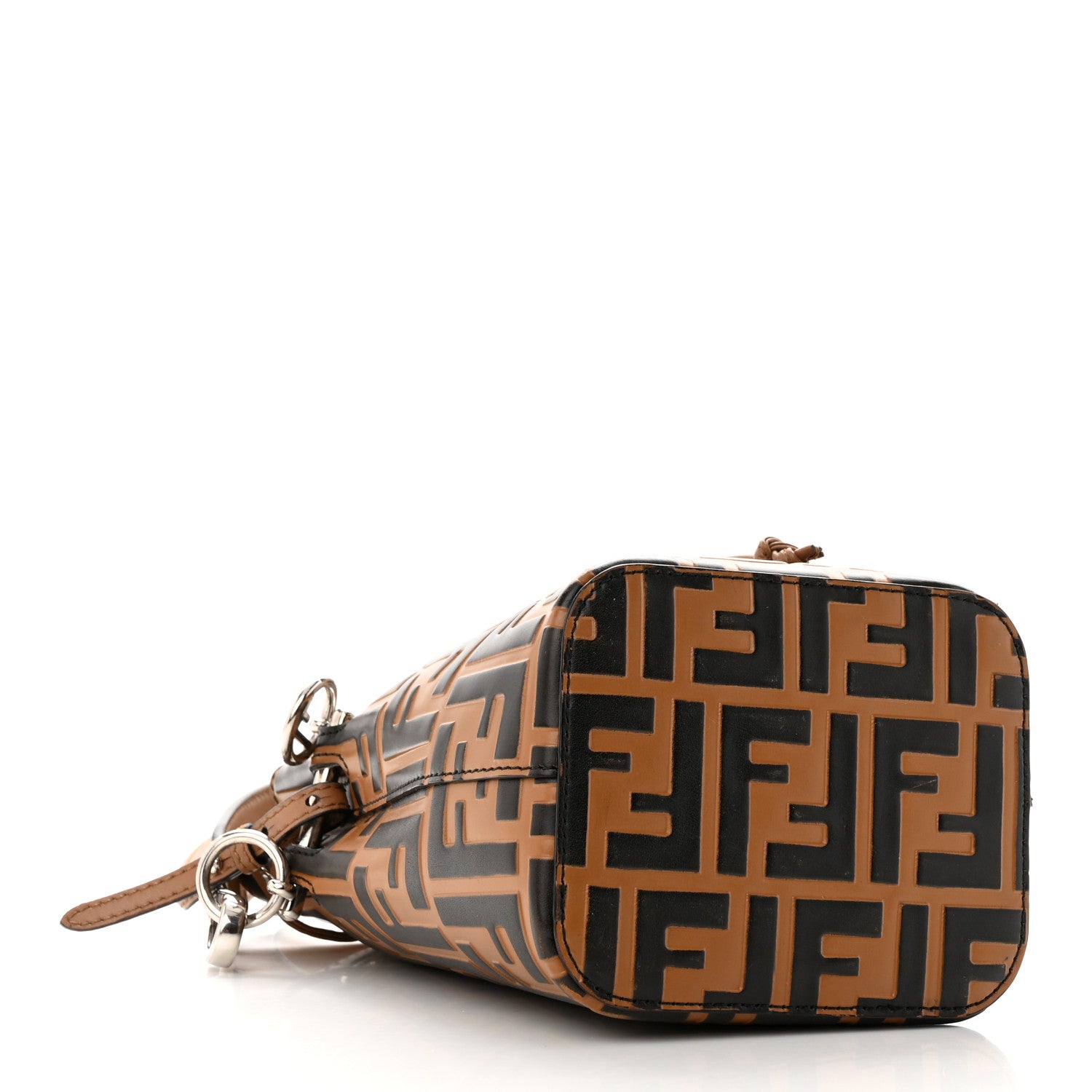 Fendi Vitello Liberty F is Fendi Bi-Color FF 1974 Embossed Mini Mon Tresor Bucket Bag Tobaco Orzo 4 of 9