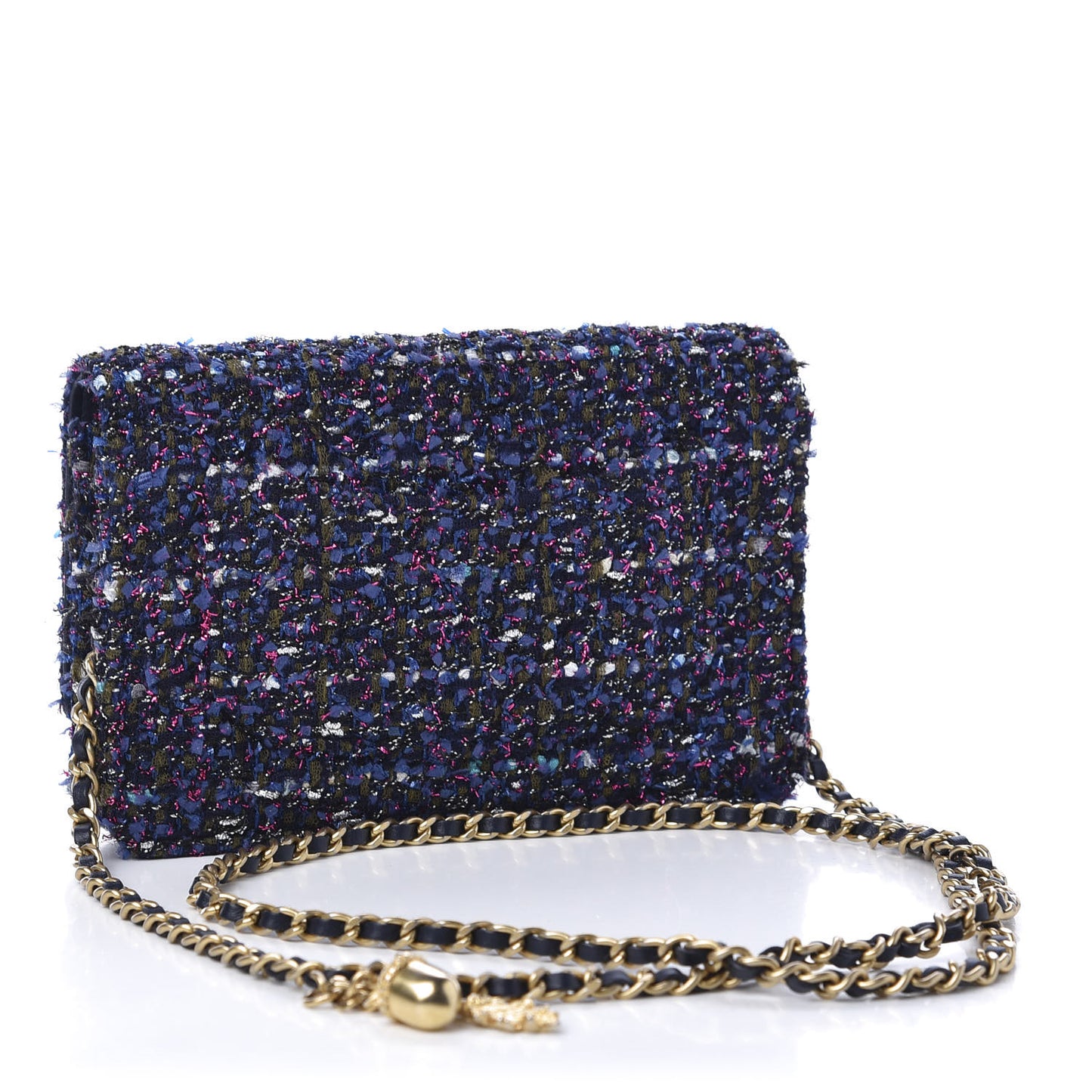Tweed Charms Wallet On Chain WOC Blue Purple Khaki Pink