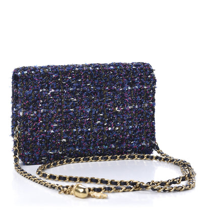Chanel Tweed Charms Wallet On Chain WOC Blue Purple Khaki Pink 3 of 12