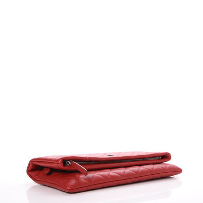 Chanel Lambskin Quilted CC Beauty Clutch Red 4 of 8
