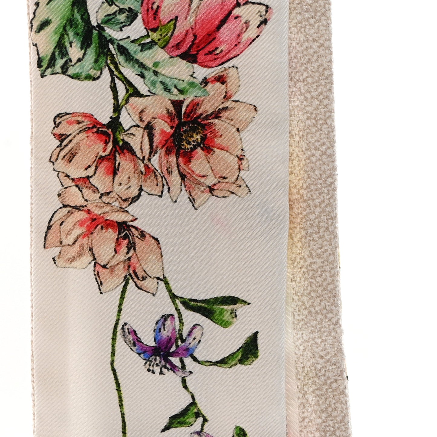 Silk Twill D-Floral Mitzah Scarf White Multicolor