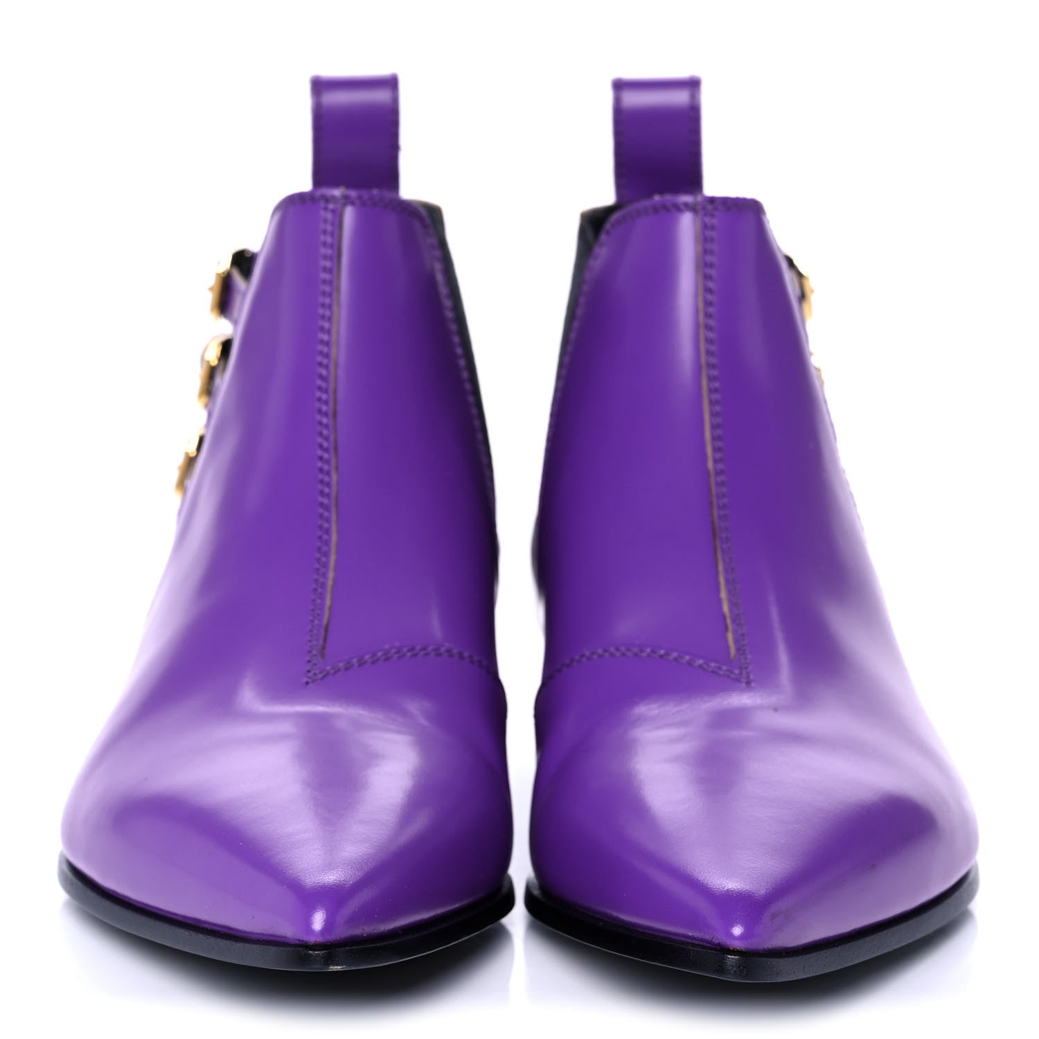 Gucci Cordovan Lux Ankle Boots 37 Shine Purple Black 2 of 11