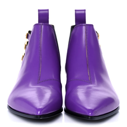 Gucci Cordovan Lux Ankle Boots 37 Shine Purple Black 2 of 11