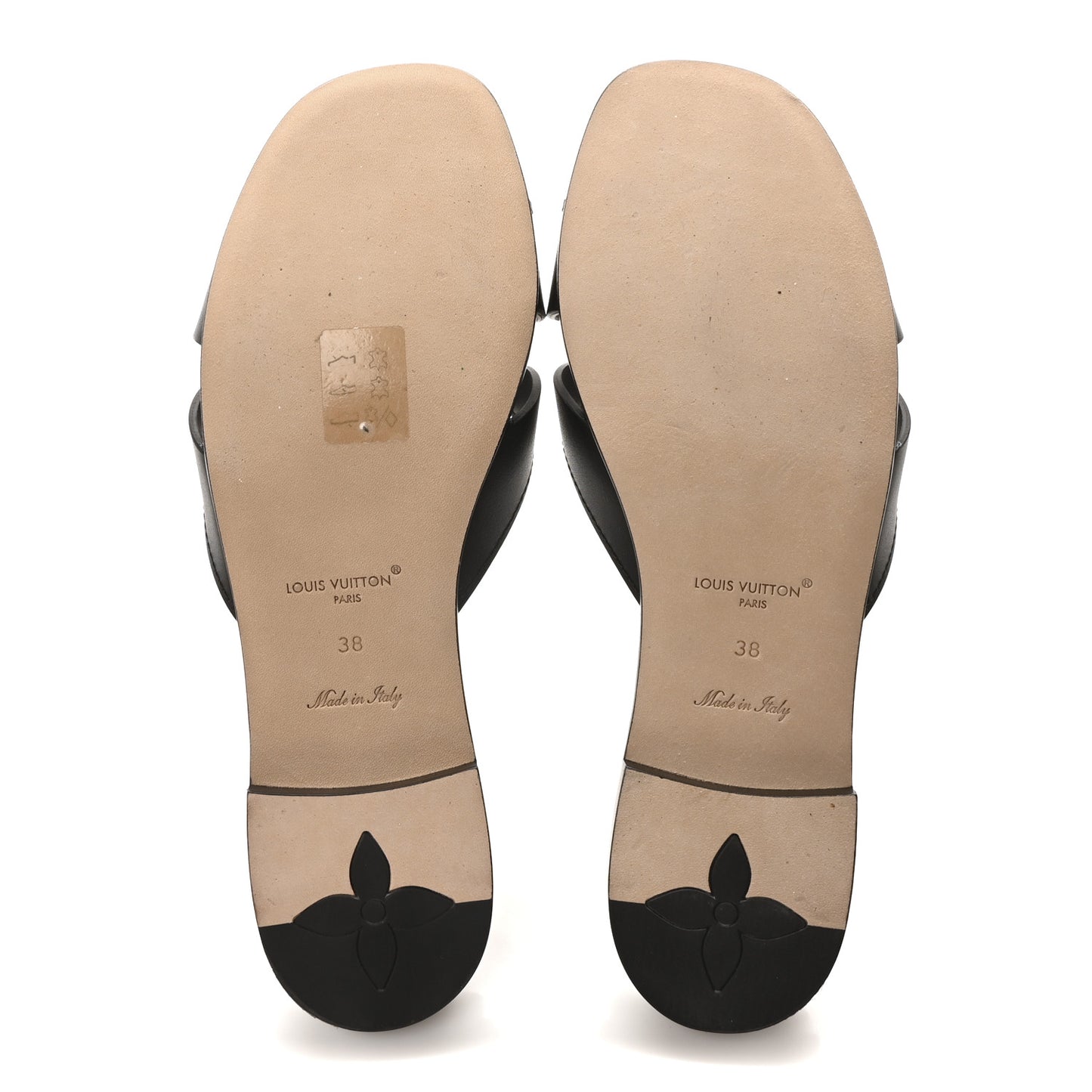Calfskin LV Isola Flat Sandals 38 Black