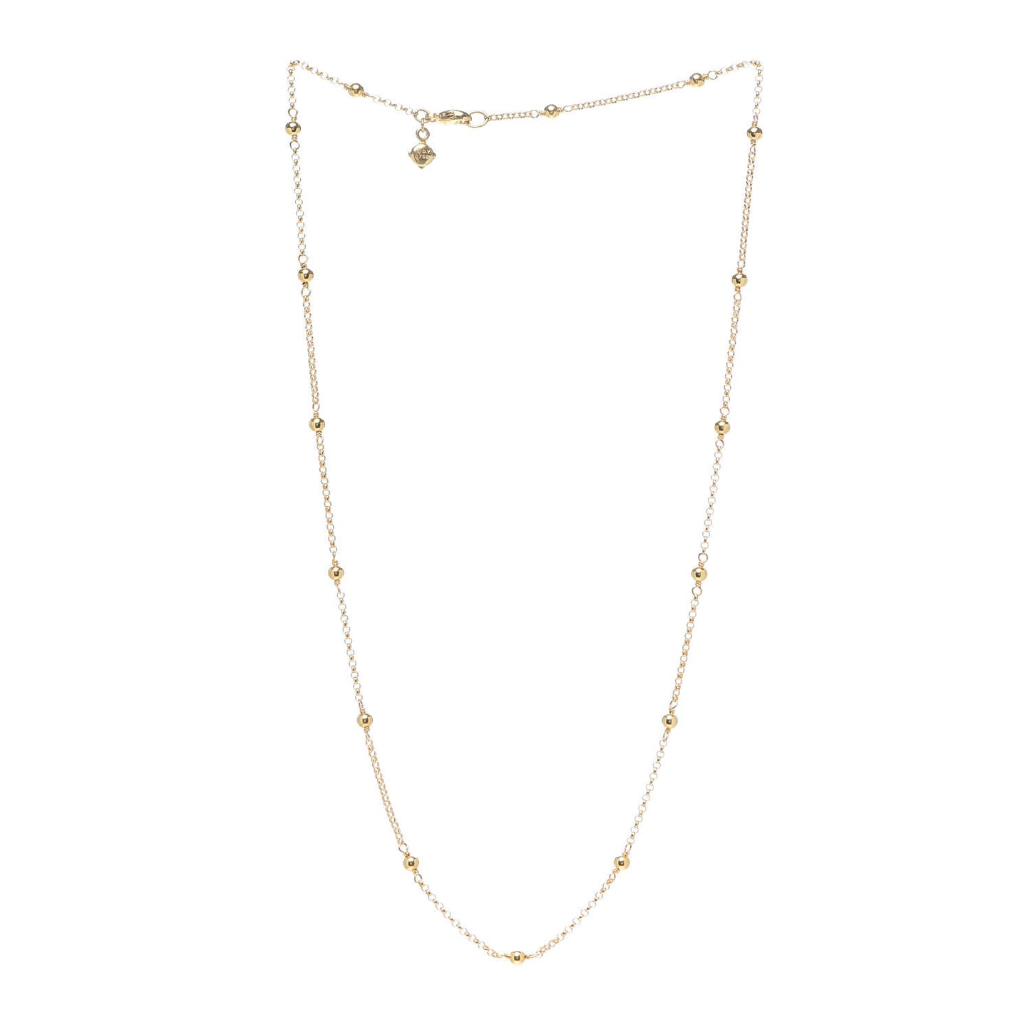 18K Yellow Gold Cable Collectibles Bead and Chain Necklace