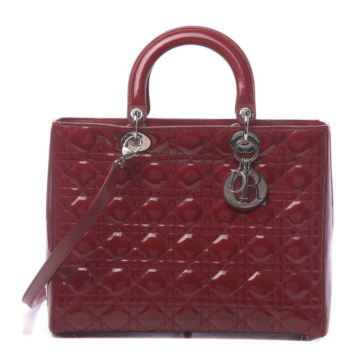 Patent Cannage Large Lady Dior Red