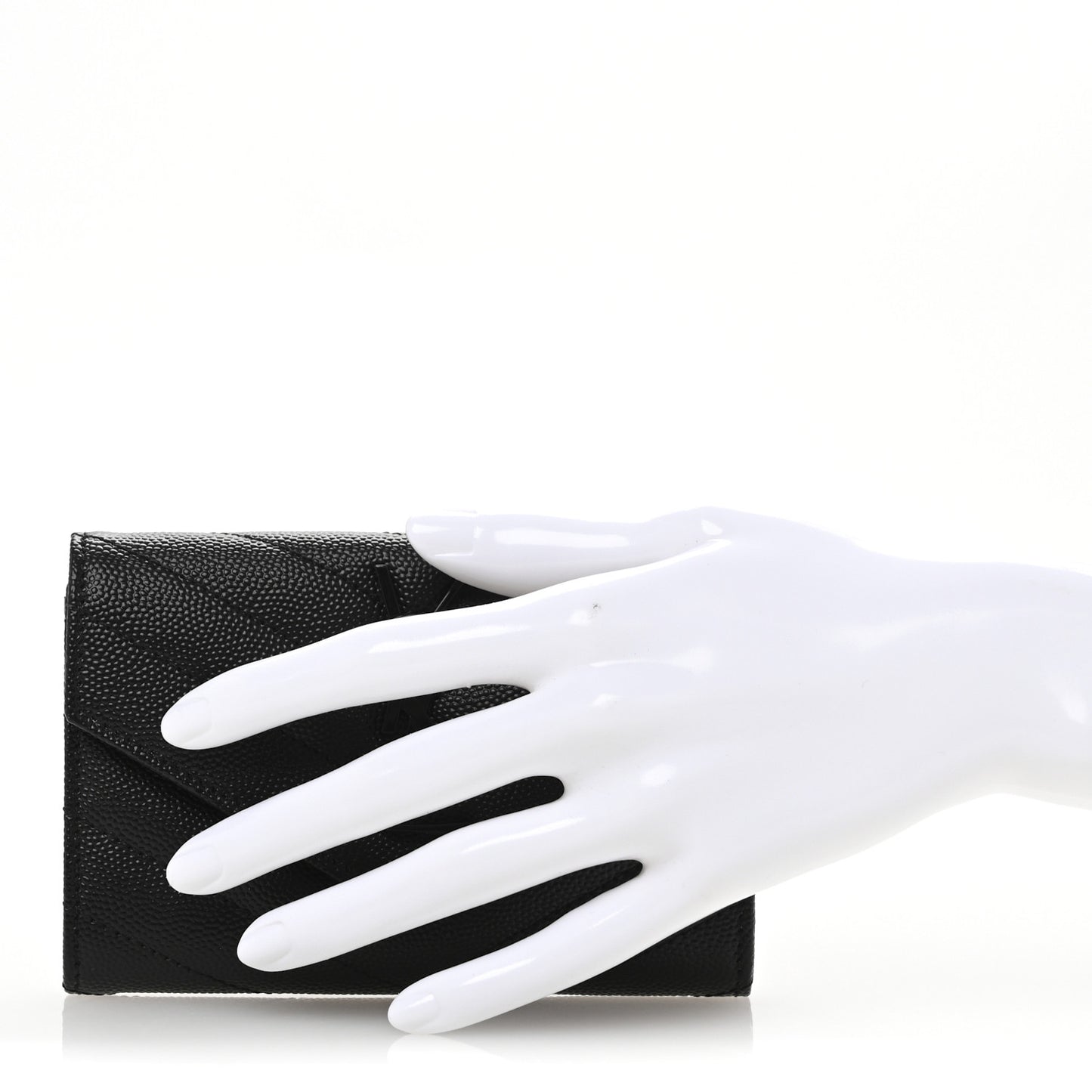 Grain De Poudre Matelasse Chevron Small Monochrome Monogram Envelope Wallet Black