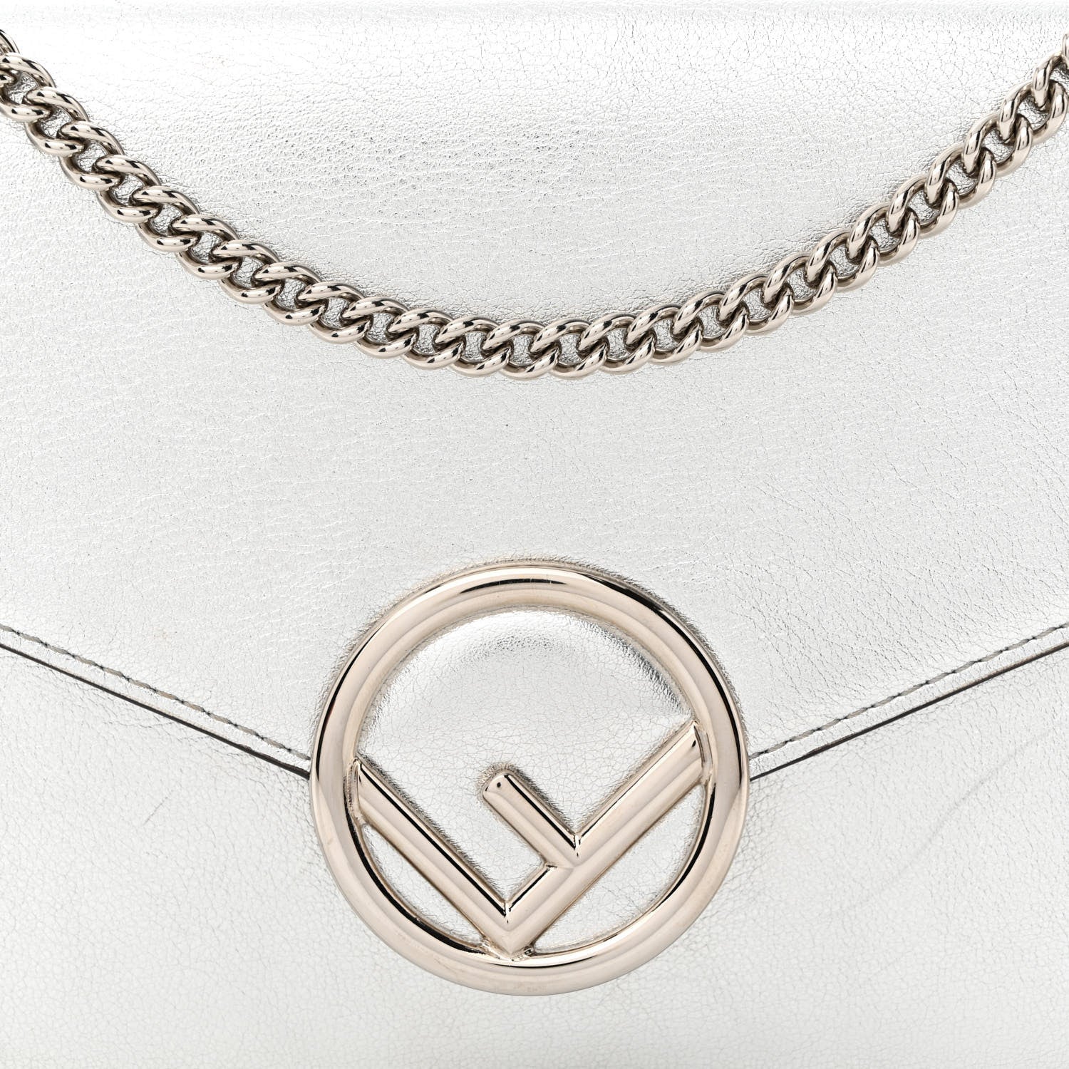 Fendi Vitello Catalan Mirror F is Fendi Medium Envelope Wallet on Chain Argento 8 of 13