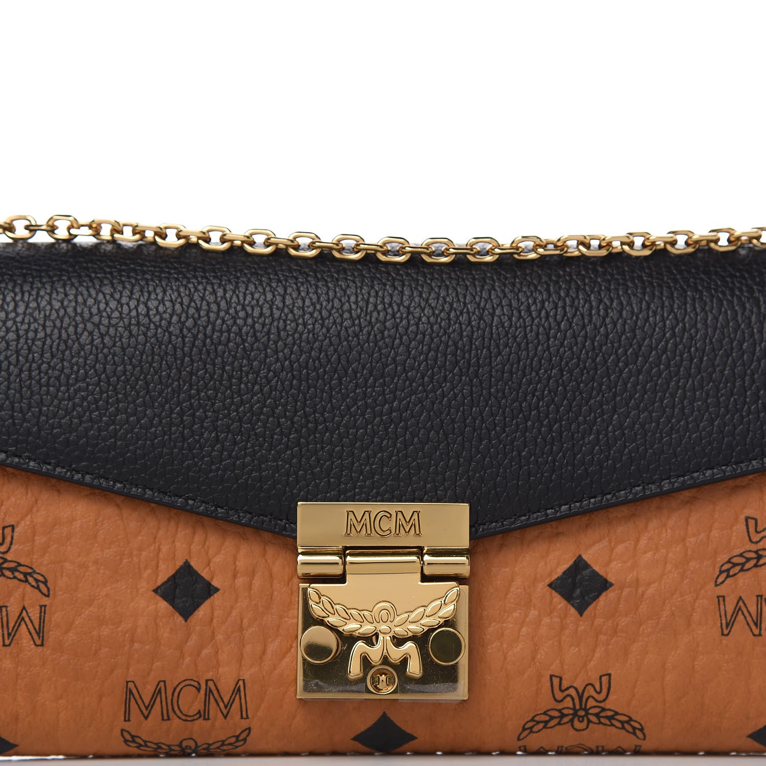 MCM Visetos Large Patricia Wallet On Chain Cognac Black 9 of 10