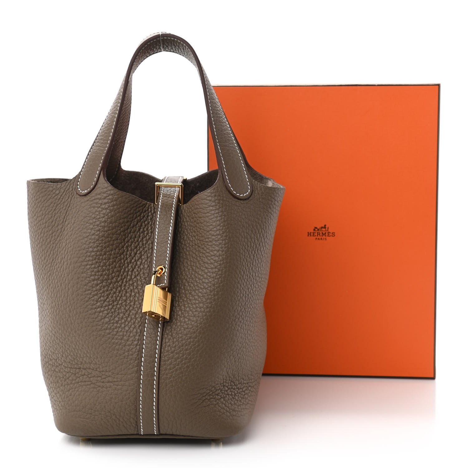 Hermes Taurillon Clemence Picotin Lock 18 PM Etoupe 12 of 12