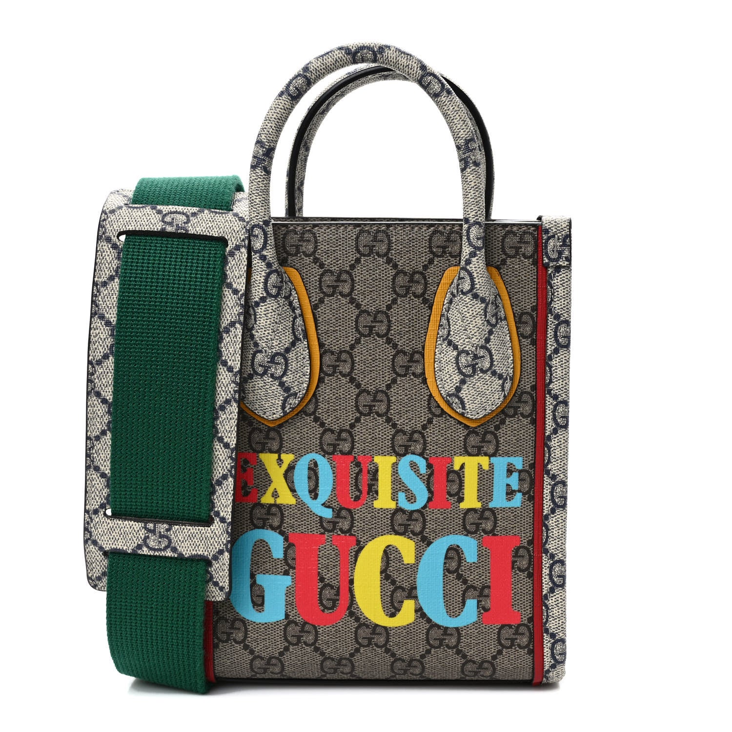 Gucci GG Supreme Monogram Exquisite Mini Vertical Tote Beige Ebony Blue Crop Live Red 1 of 9