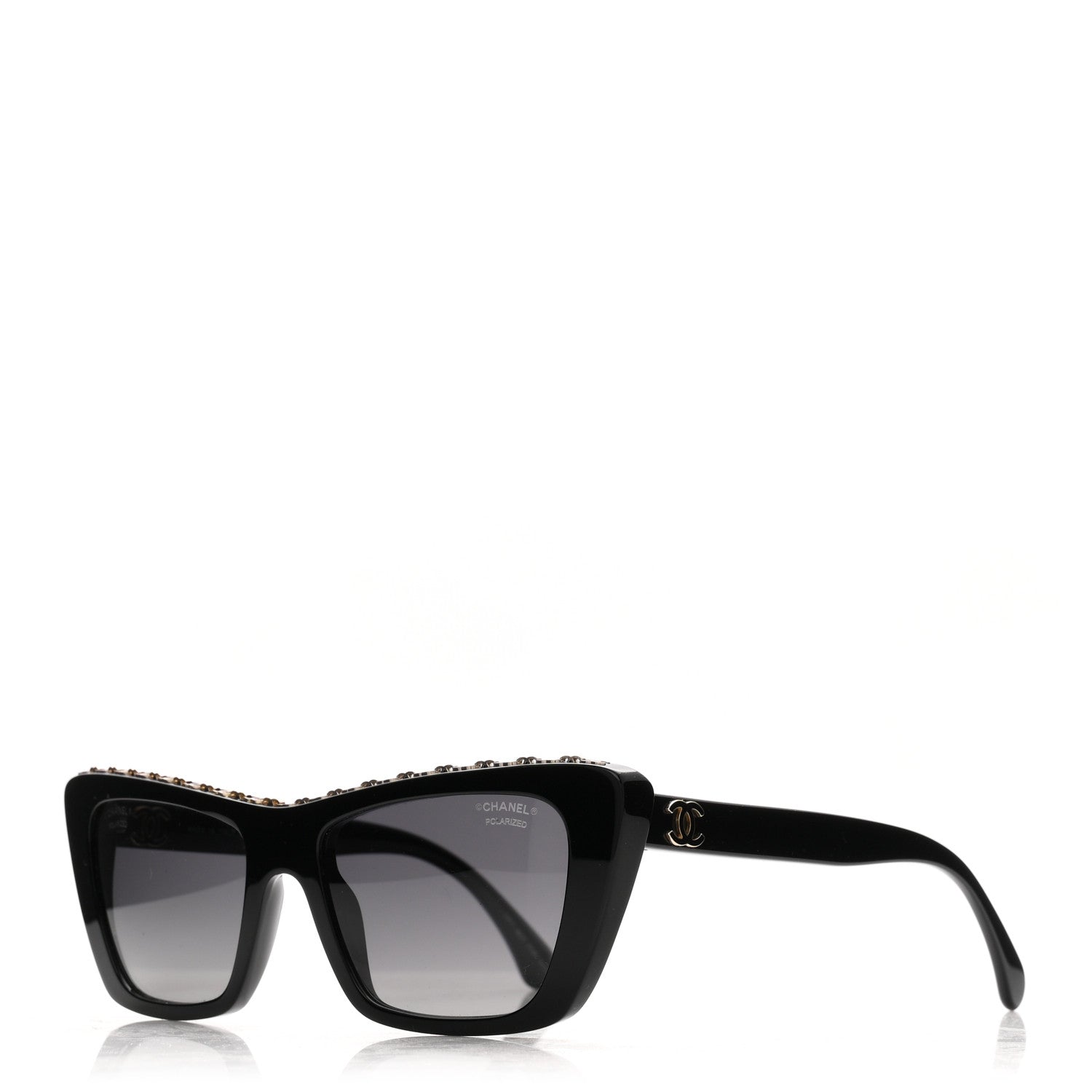 Chanel Acetate Polarized Butterfly Sunglasses 5540 Black 1 of 9
