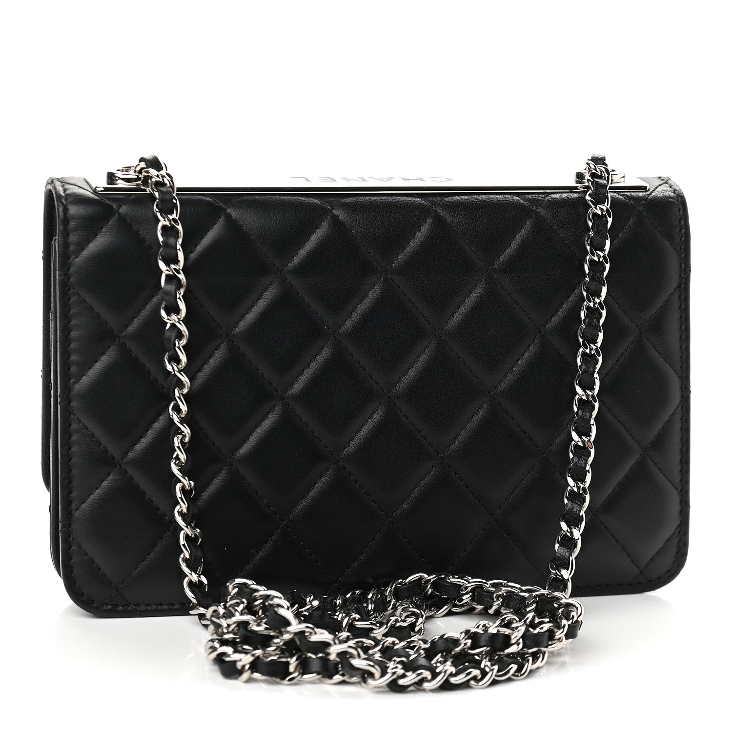 Chanel Lambskin Quilted Trendy CC Wallet On Chain WOC Black 2 of 9