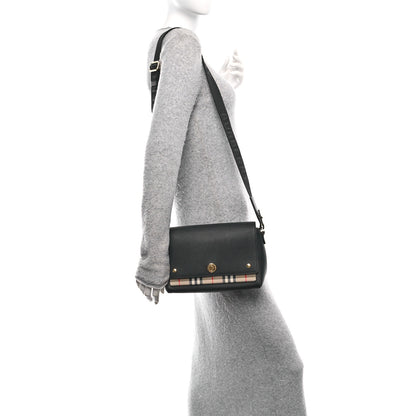 Burberry Grainy Calfskin Vintage Check Note Crossbody Bag Black 2 of 9