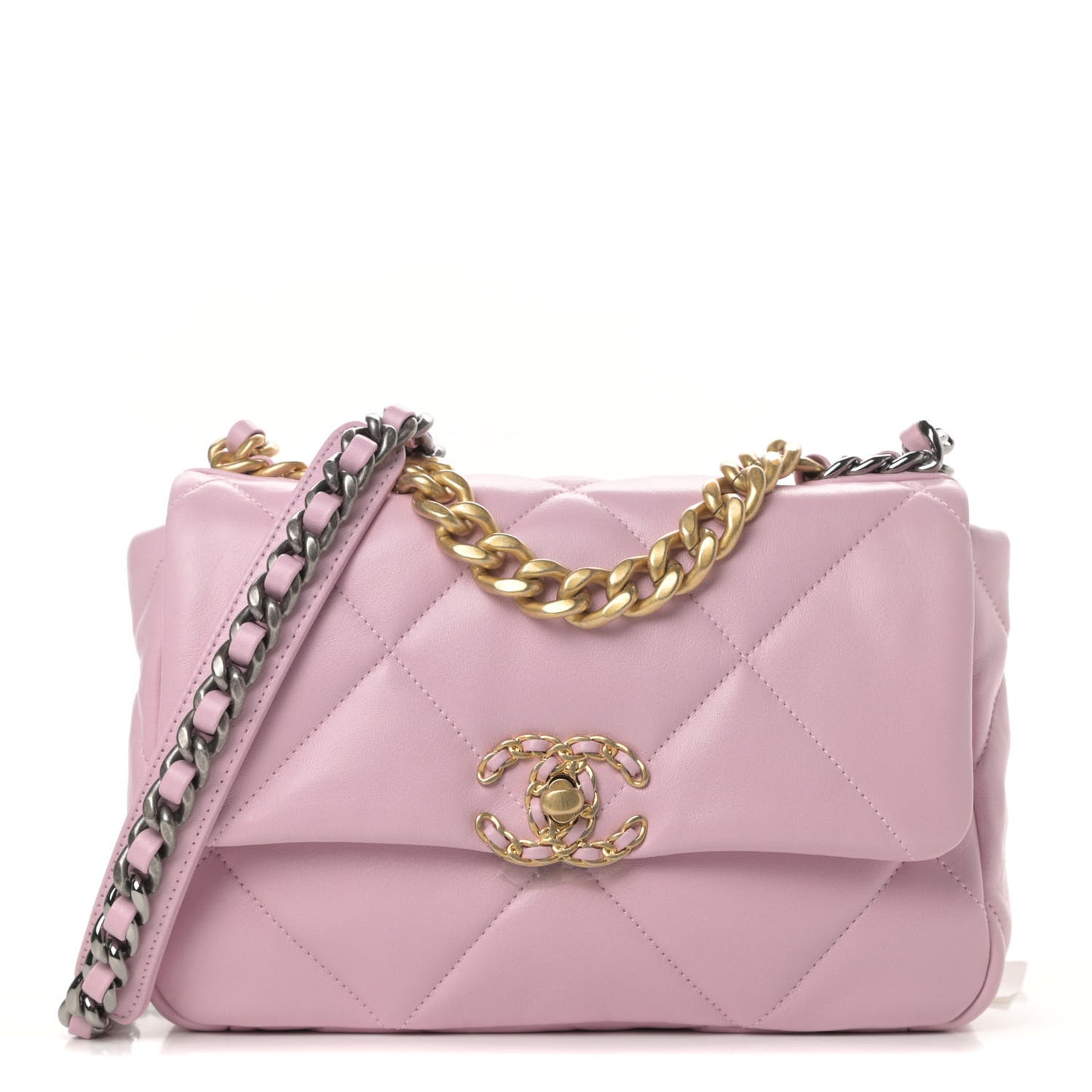 Lambskin Quilted Medium Chanel 19 Flap Light Pink