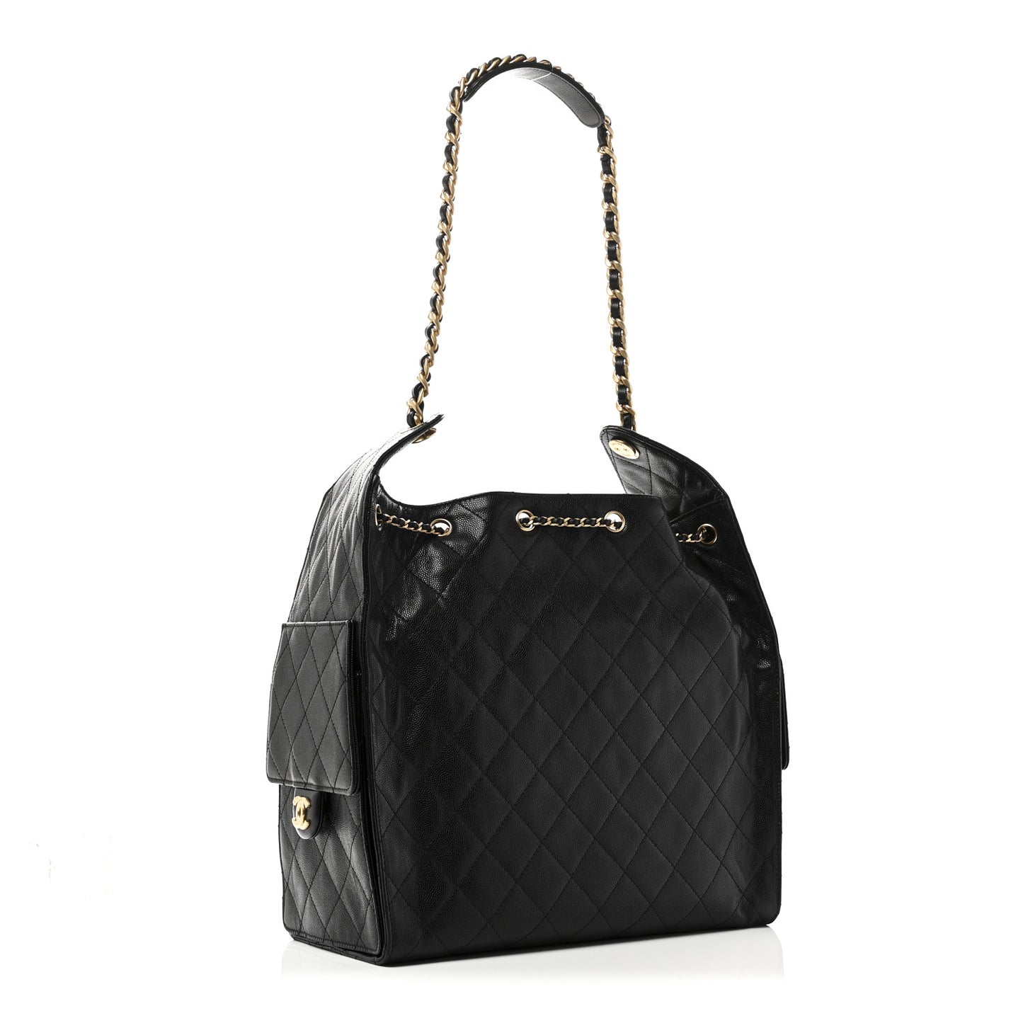 Caviar Quilted Medium Chanel 25 Handbag Black