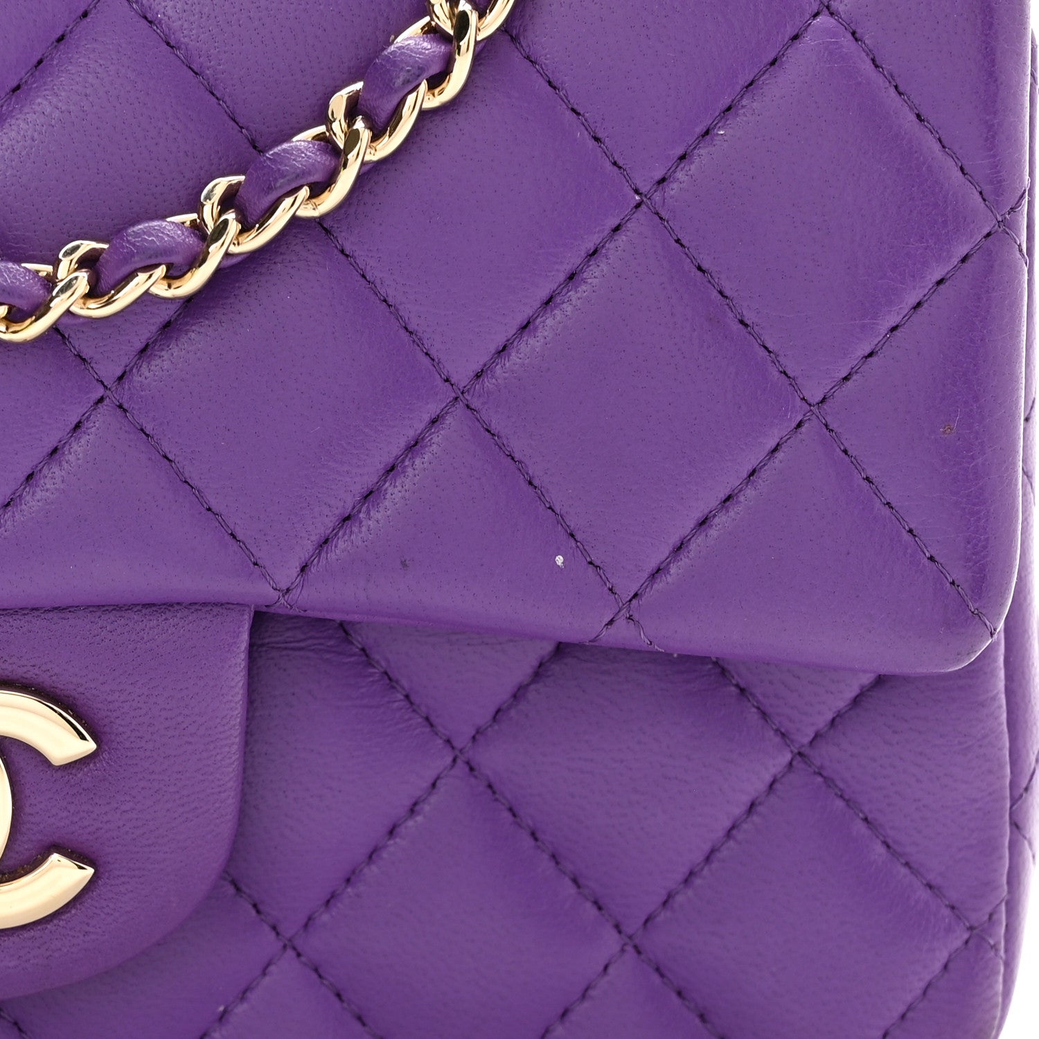 Chanel Lambskin Quilted Mini Top Handle Rectangular Flap Dark Purple 11 of 12