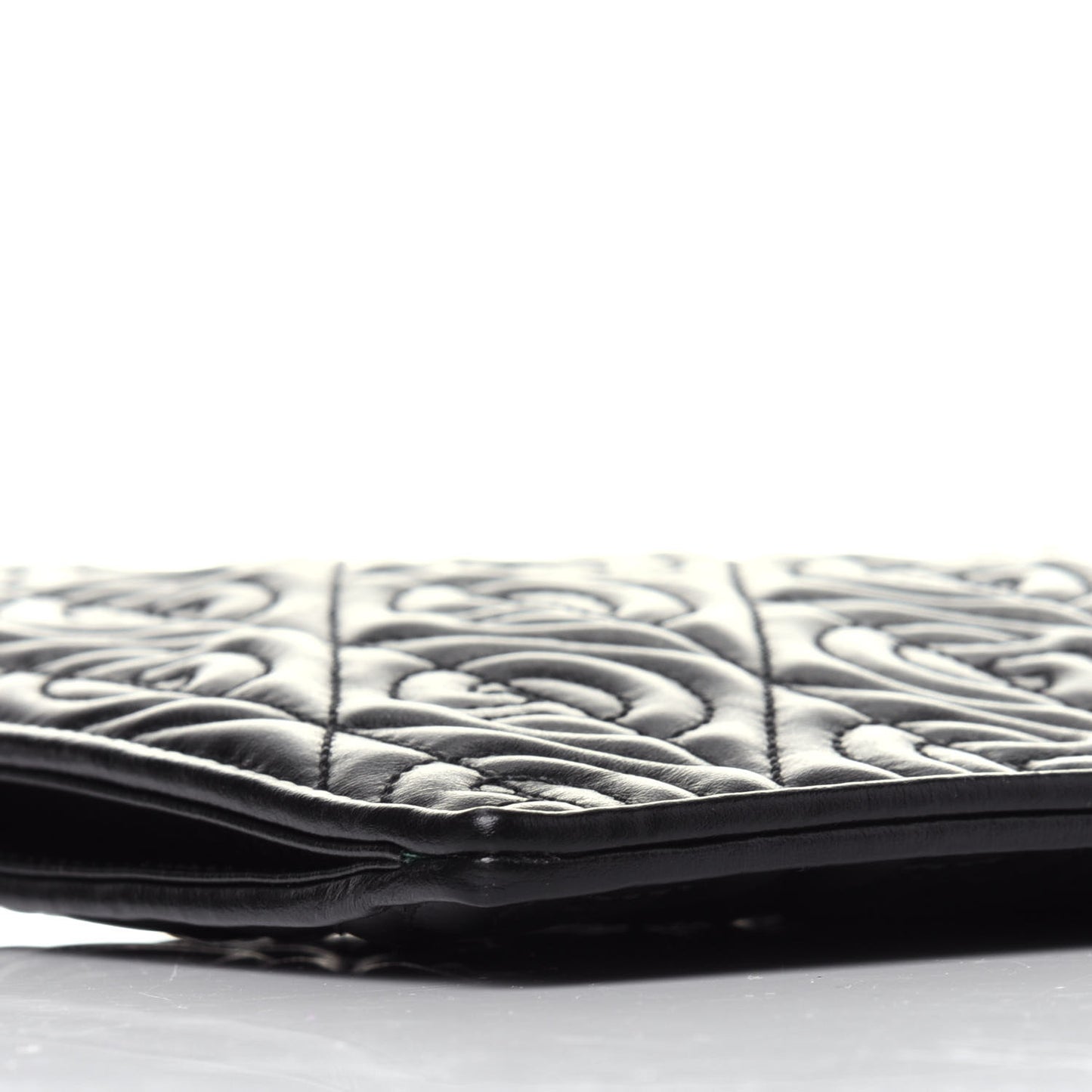 Calfskin G Rhombus Quilted Documents Holder Black