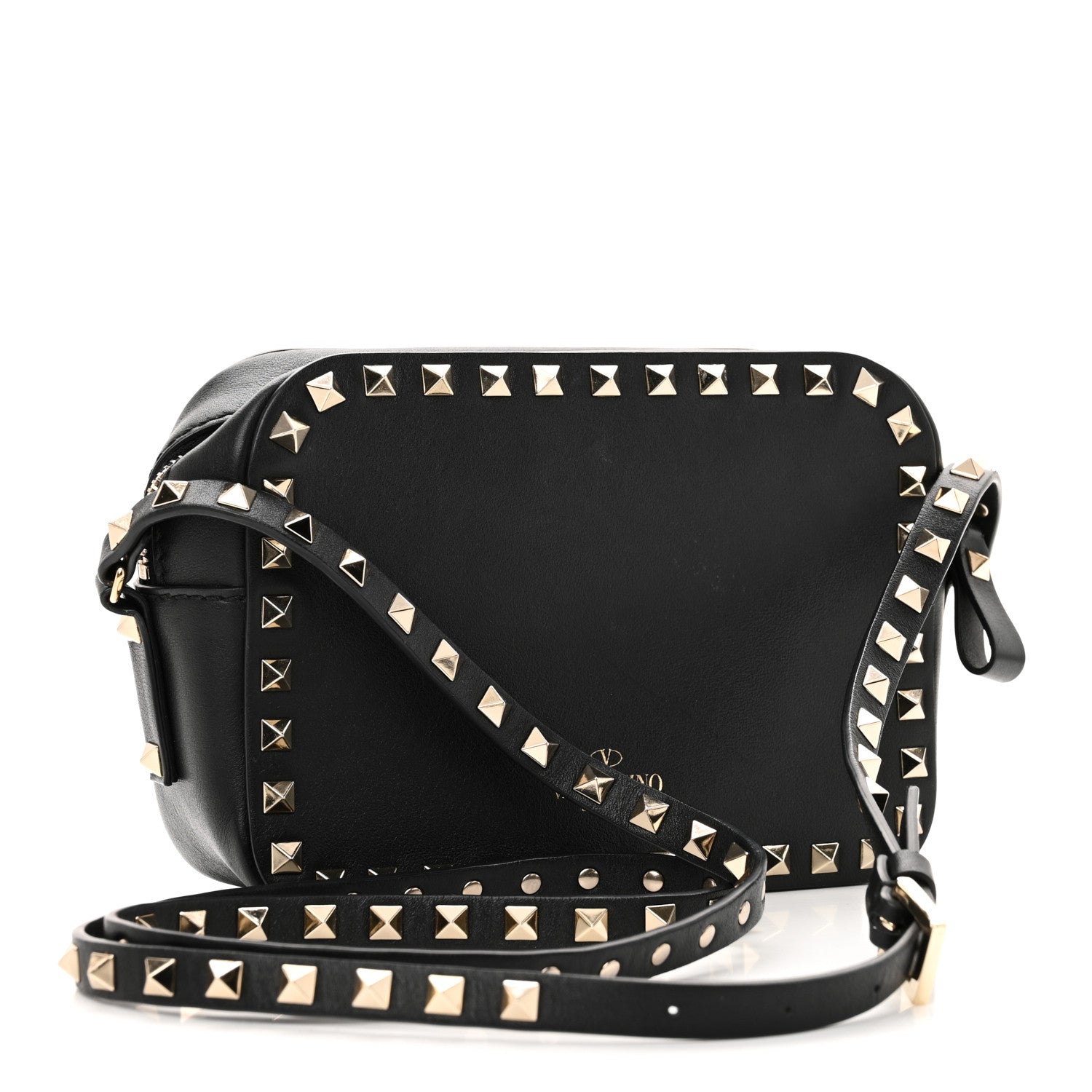 Valentino Garavani Calfskin Rockstud Camera Crossbody Bag Black 3 of 9