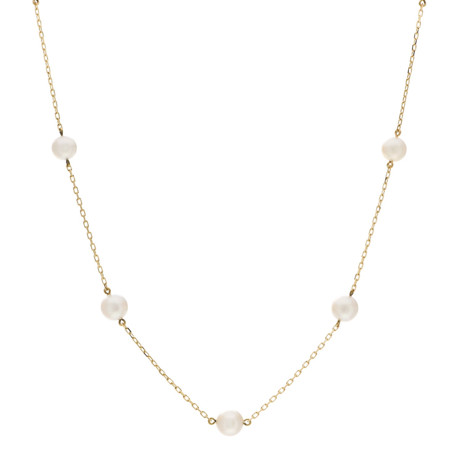 Mikimoto 18K Yellow Gold Akoya Pearl 4.5-6mm Station Necklace 1 of 5