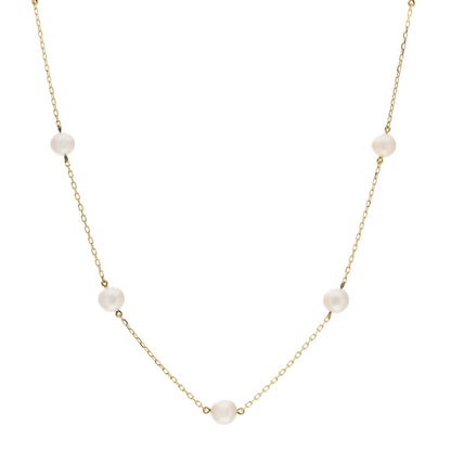 Mikimoto 18K Yellow Gold Akoya Pearl 4.5-6mm Station Necklace 1 of 5