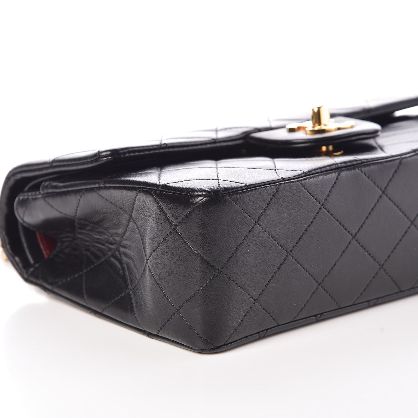 Lambskin Quilted Small Double Flap Black