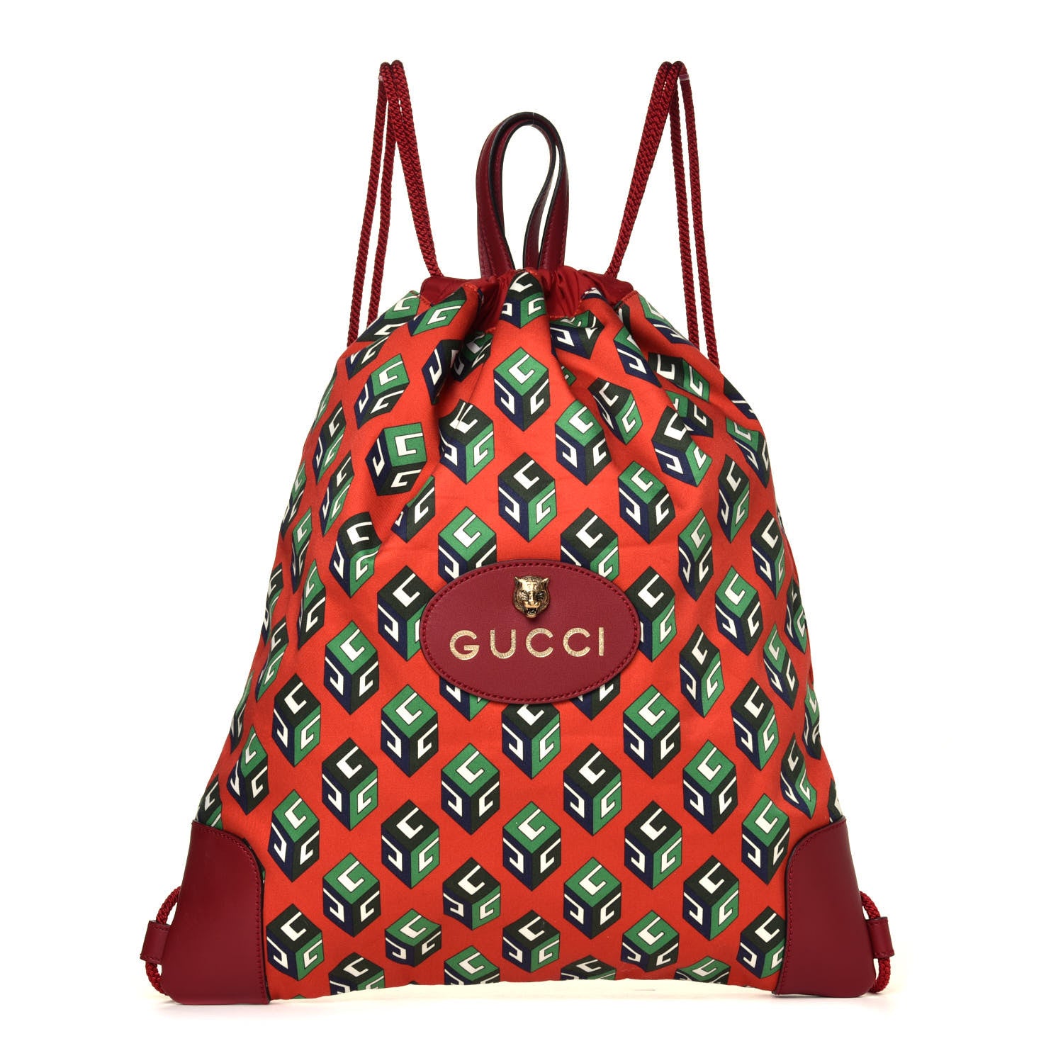 Gucci Cotton GG Wallpaper Neo Vintage Drawstring Backpack Vulcanic Red 2 of 8