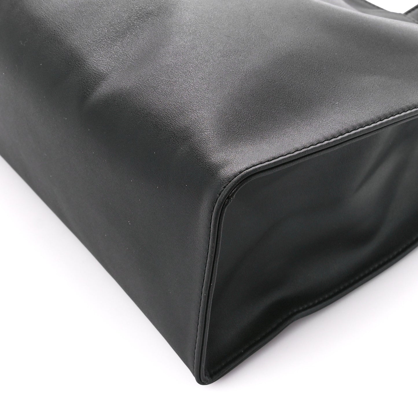 Vegan Leather Medium Shopping Bag Black