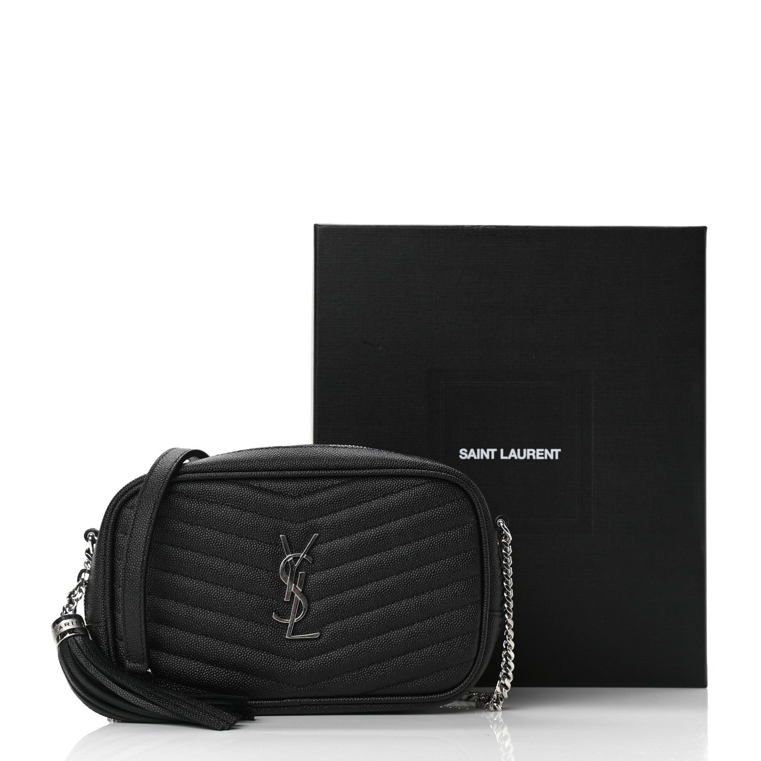Saint Laurent Grain De Poudre Matelasse Monogram Mini Lou Camera Bag Black 10 of 10