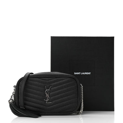Saint Laurent Grain De Poudre Matelasse Monogram Mini Lou Camera Bag Black 10 of 10