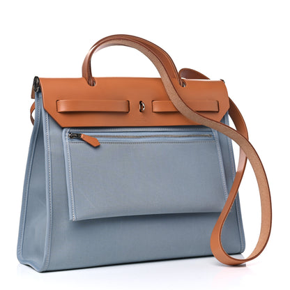 Hermes Military Toile Vache Hunter Herbag Zip PM 31 Bleu Lin 2 of 5