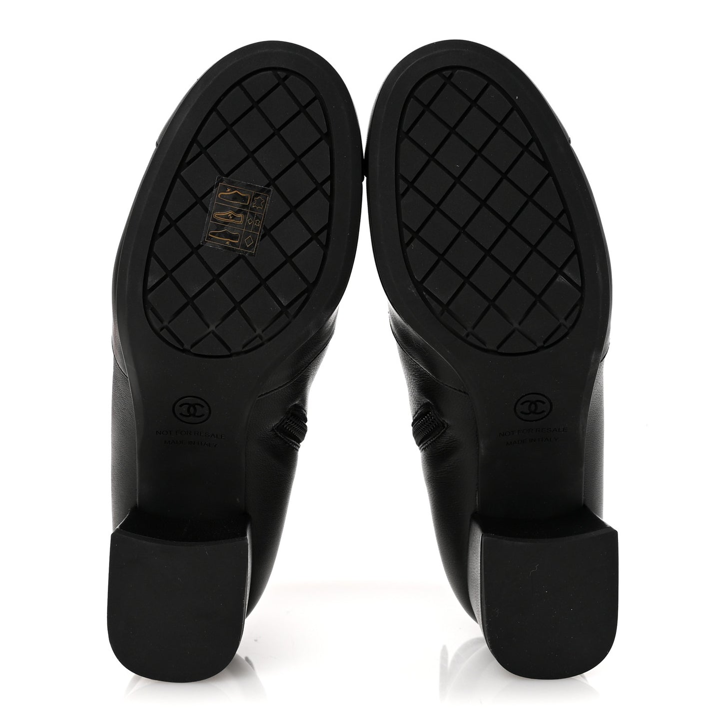 Stretch Lambskin Cap Toe CC Uniform Short Boots 37 Black