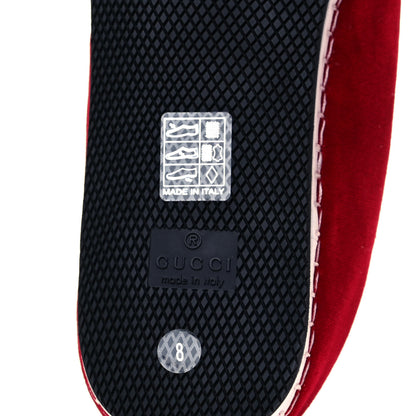 Gucci Velluto Marmara Pearl Embellished Mens Loafers 8 Red 7 of 9