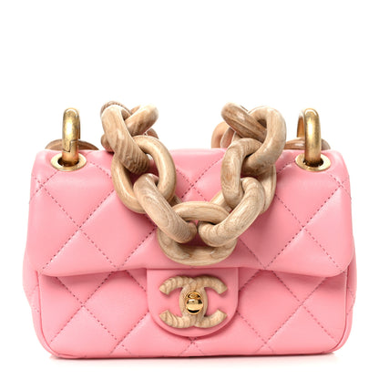 Chanel Lambskin Wenge Quilted Mini Fashion Wood Square Flap Pink 1 of 11