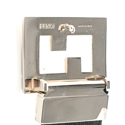 Fendi Cuoio Romano Glazed Fabric Enamel FF 1974 Reversible Belt Black Tobacco Yellow 3 of 5