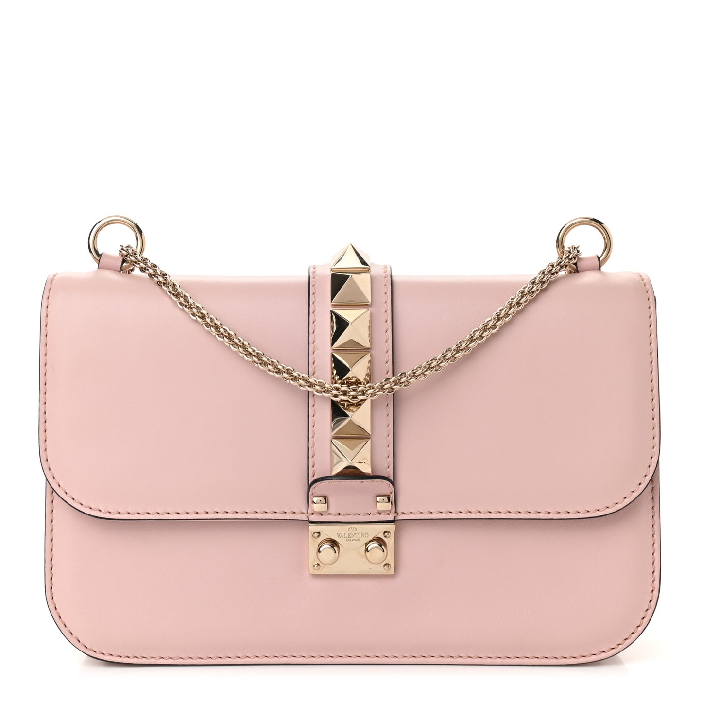 Vitello Medium Glam Lock Rockstud Flap Water Rose