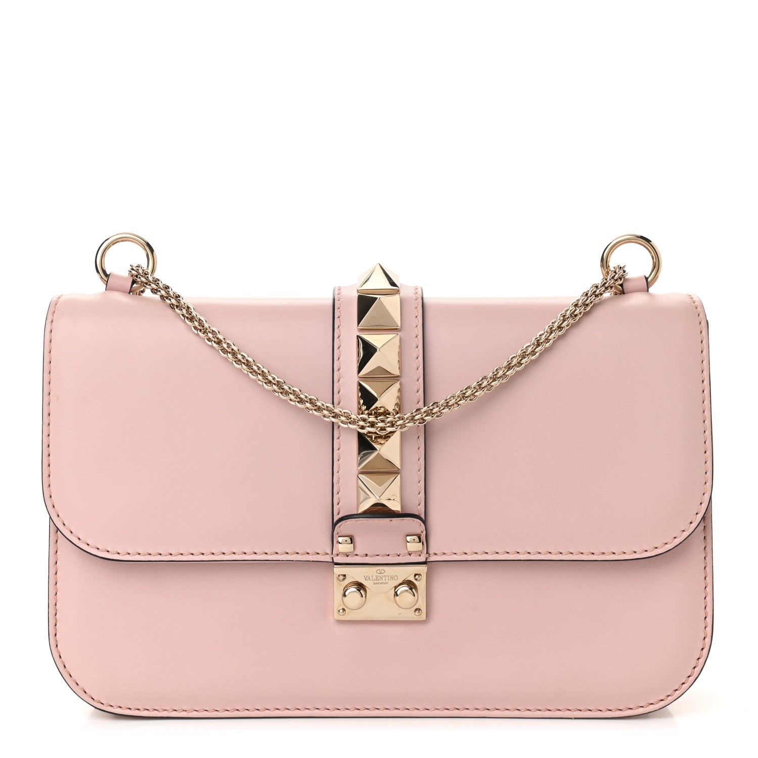 Valentino Garavani Vitello Medium Glam Lock Rockstud Flap Water Rose 1 of 9