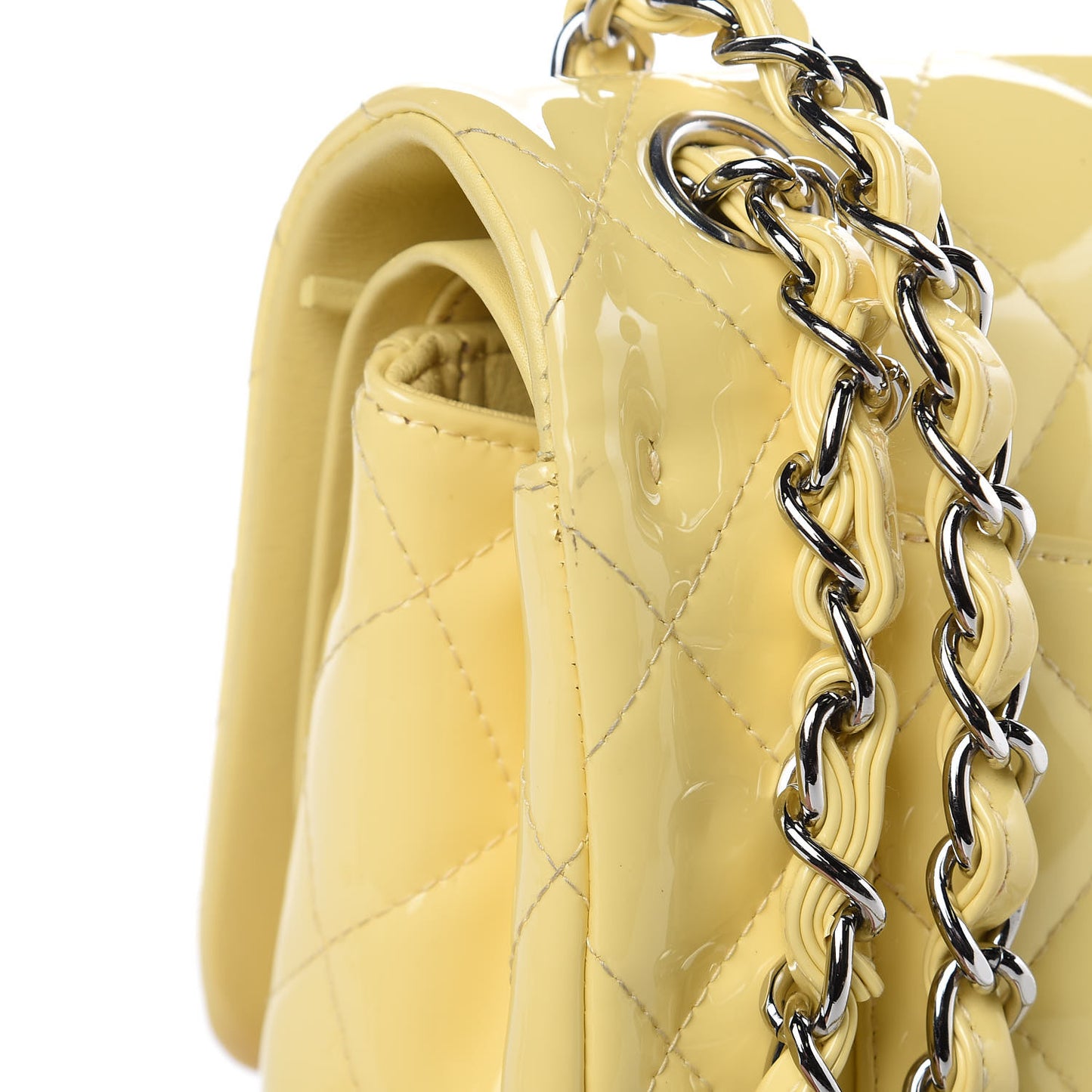 Patent Quilted Jumbo Double Flap Yellow
