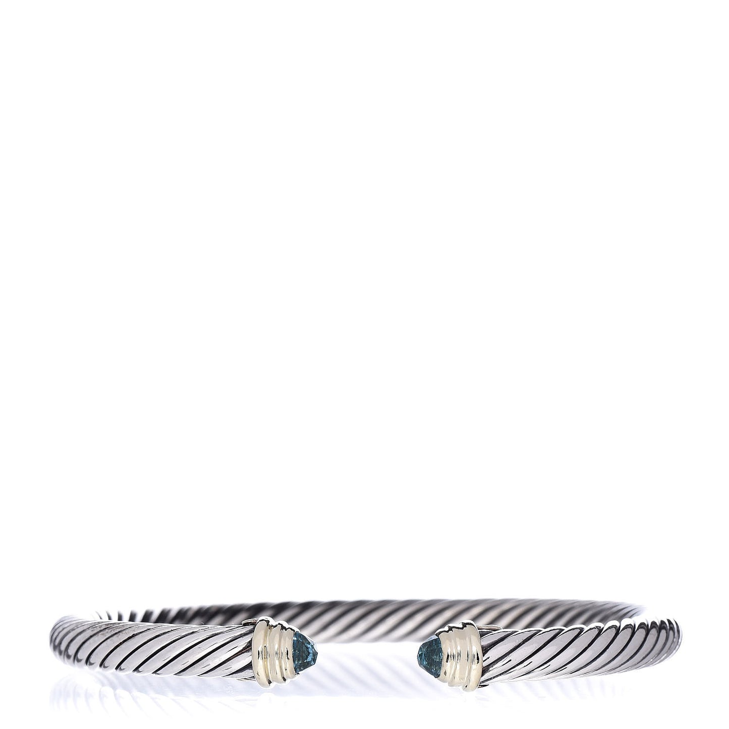 Sterling Silver 14K Yellow Gold Blue Topaz 5mm Cable Classics Petite Color Bracelet