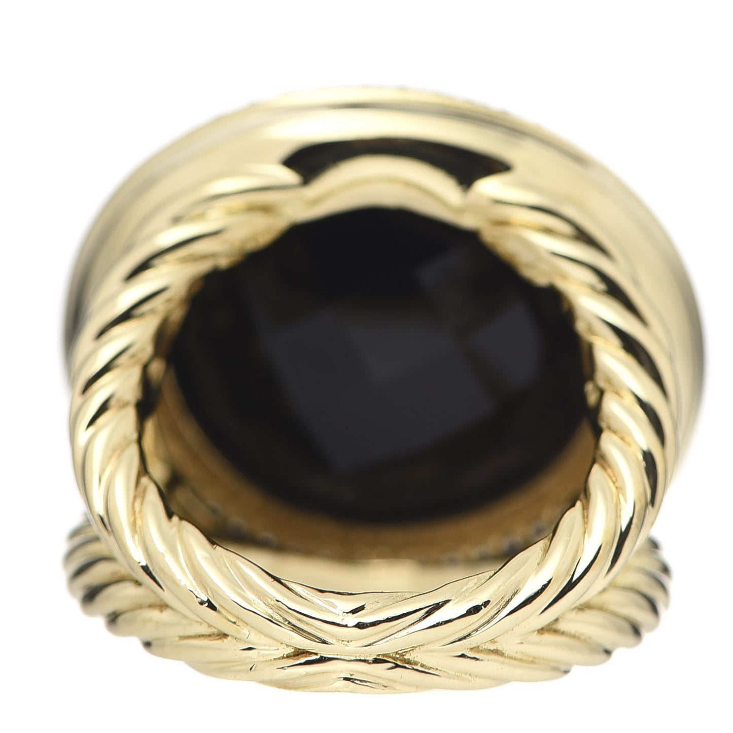 18K Yellow Gold Diamond Black Onyx 18mm Cerise Ring 52 6