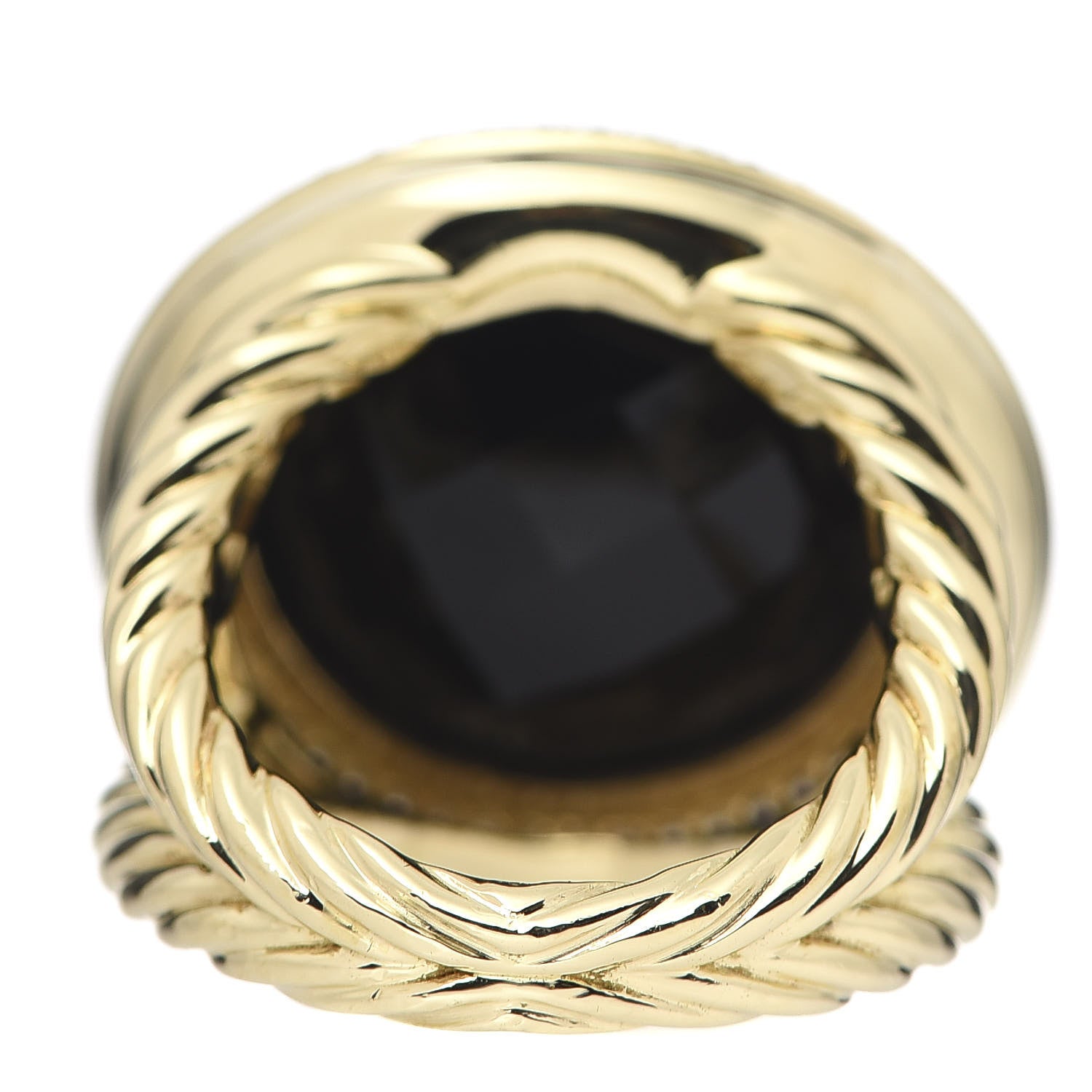 David Yurman 18K Yellow Gold Diamond Black Onyx 18mm Cerise Ring 52 6 4 of 5
