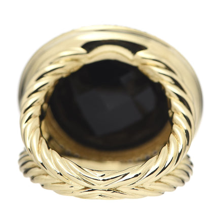 David Yurman 18K Yellow Gold Diamond Black Onyx 18mm Cerise Ring 52 6 4 of 5