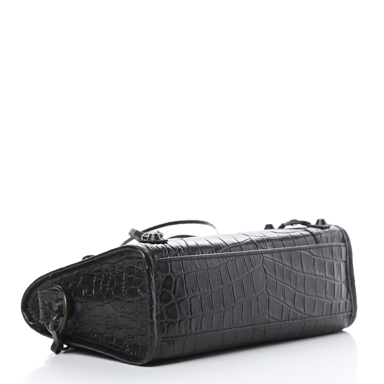 Balenciaga Calfskin Crocodile Embossed Classic Hardware Mini City Black 4 of 10