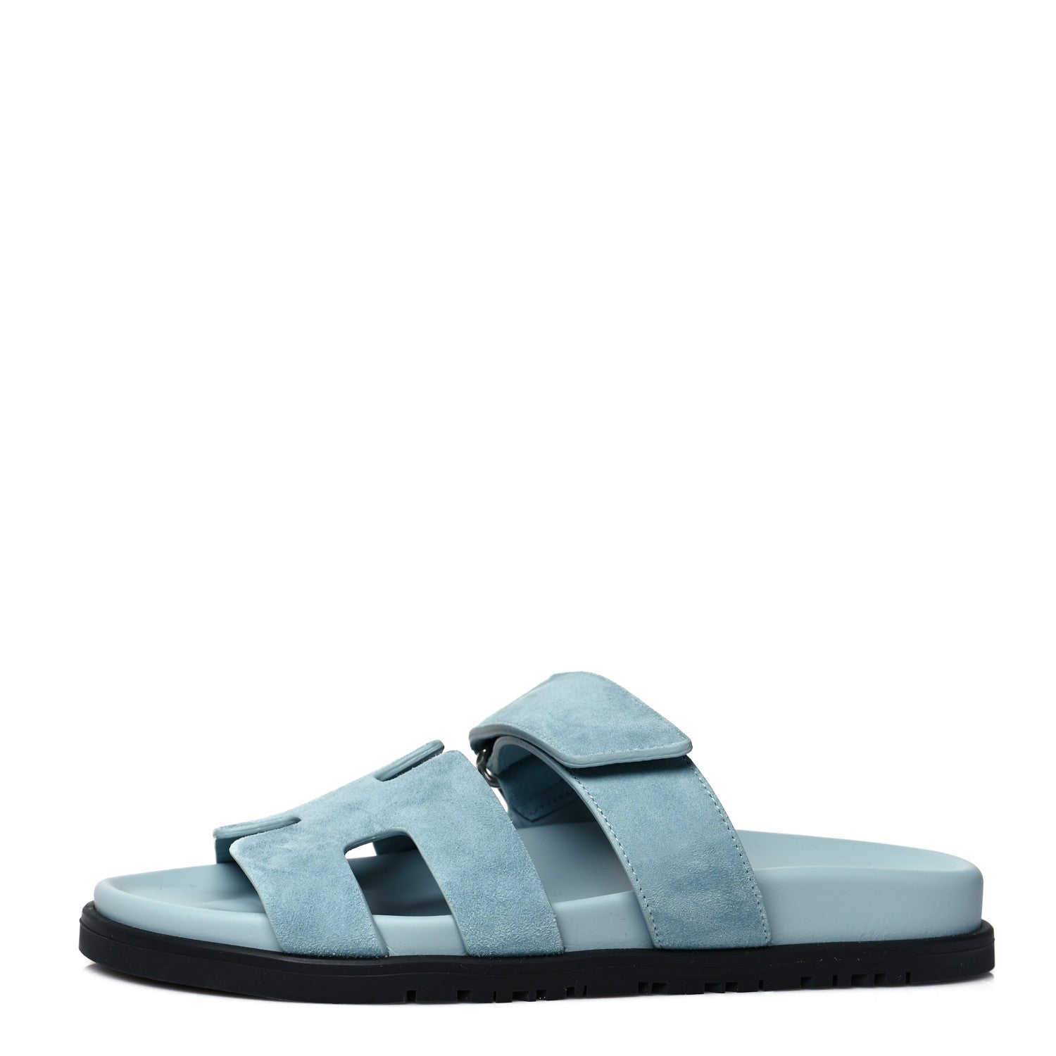 Hermes Suede Goatskin Womens Chypre Sandals 37 Vert d'eau 1 of 8