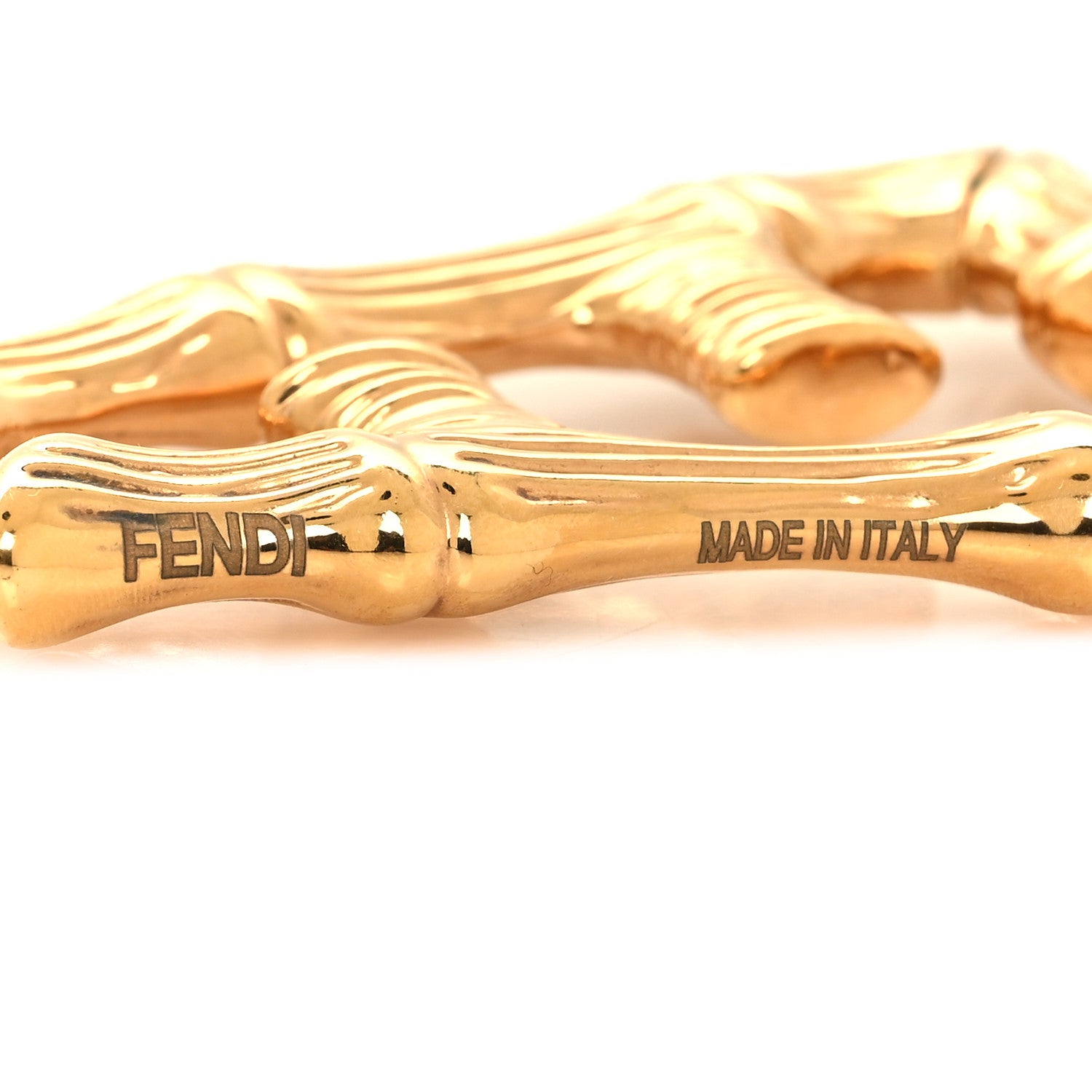 Fendi Metal FF Bamboo Hoop Earrings Gold 4 of 5