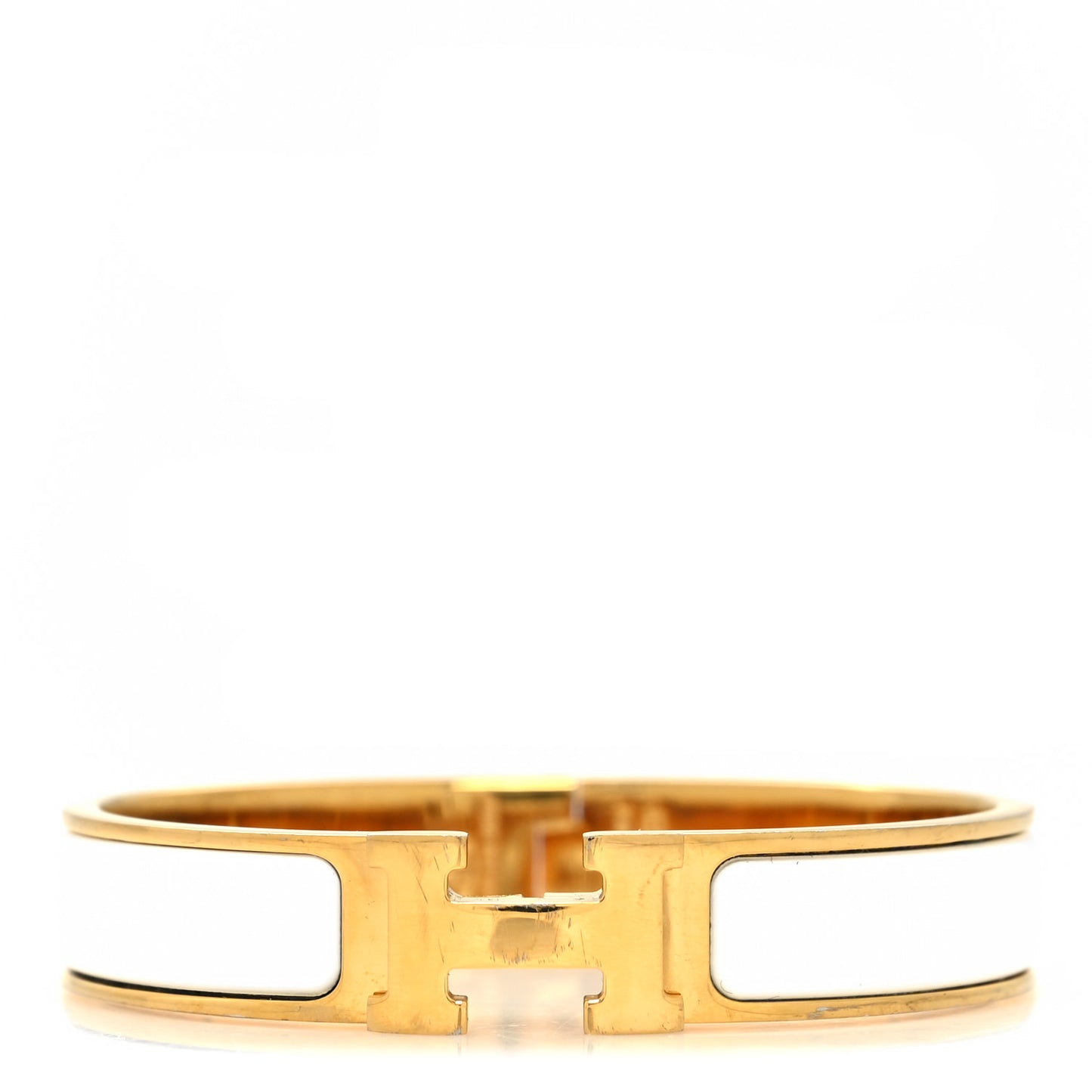 Enamel Narrow Clic Clac H Bracelet PM White