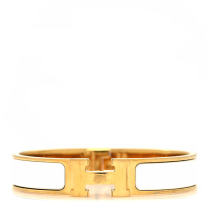 Hermes Enamel Narrow Clic Clac H Bracelet PM White 1 of 5