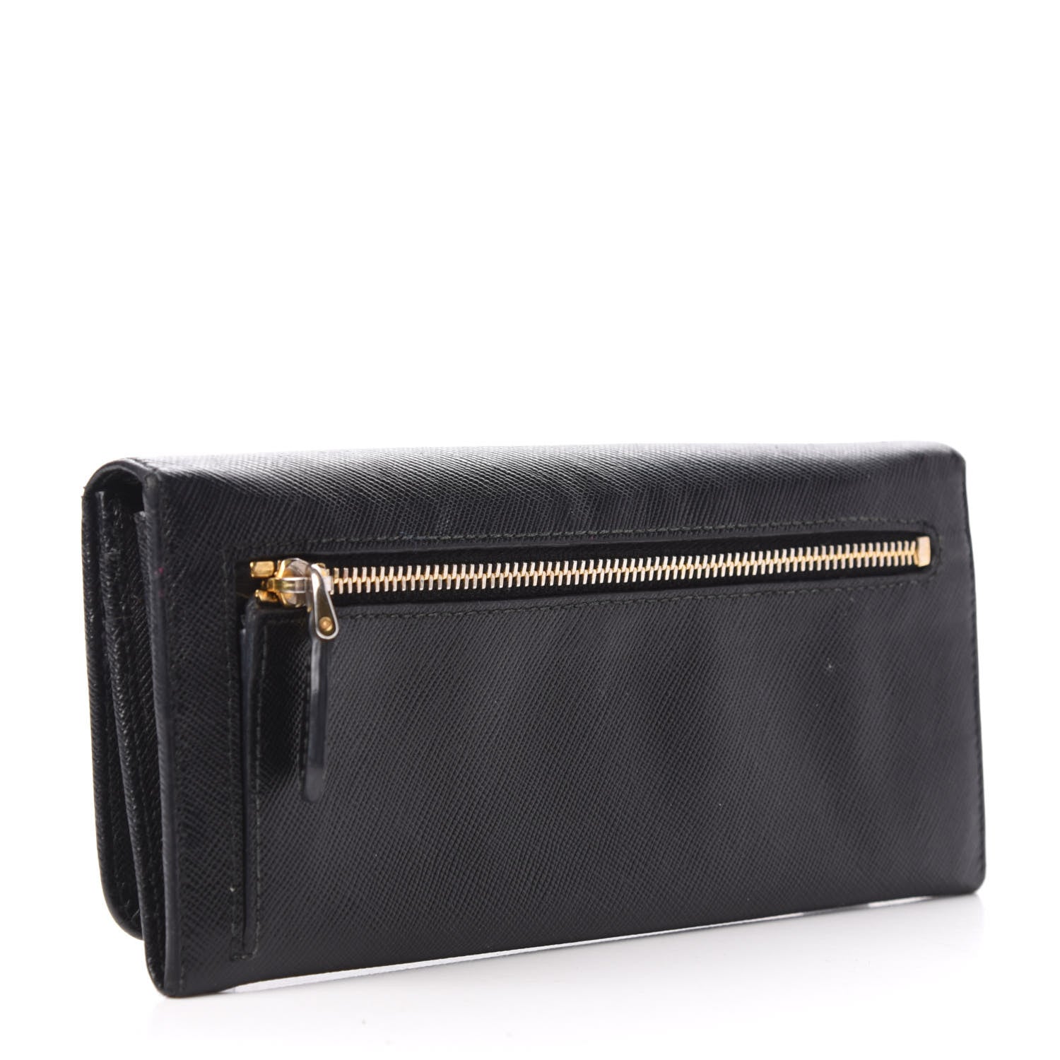 Prada Saffiano Continental Flap Wallet Black 3 of 6