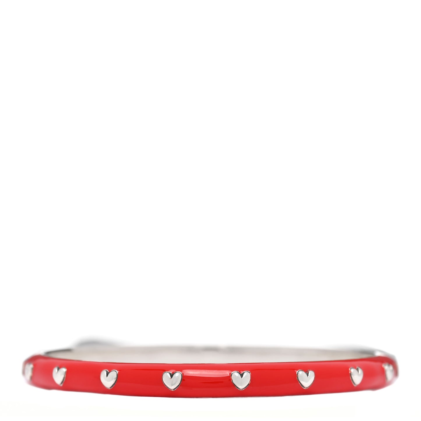 Sterling Silver Enamel Heart Bangle Bracelet Red