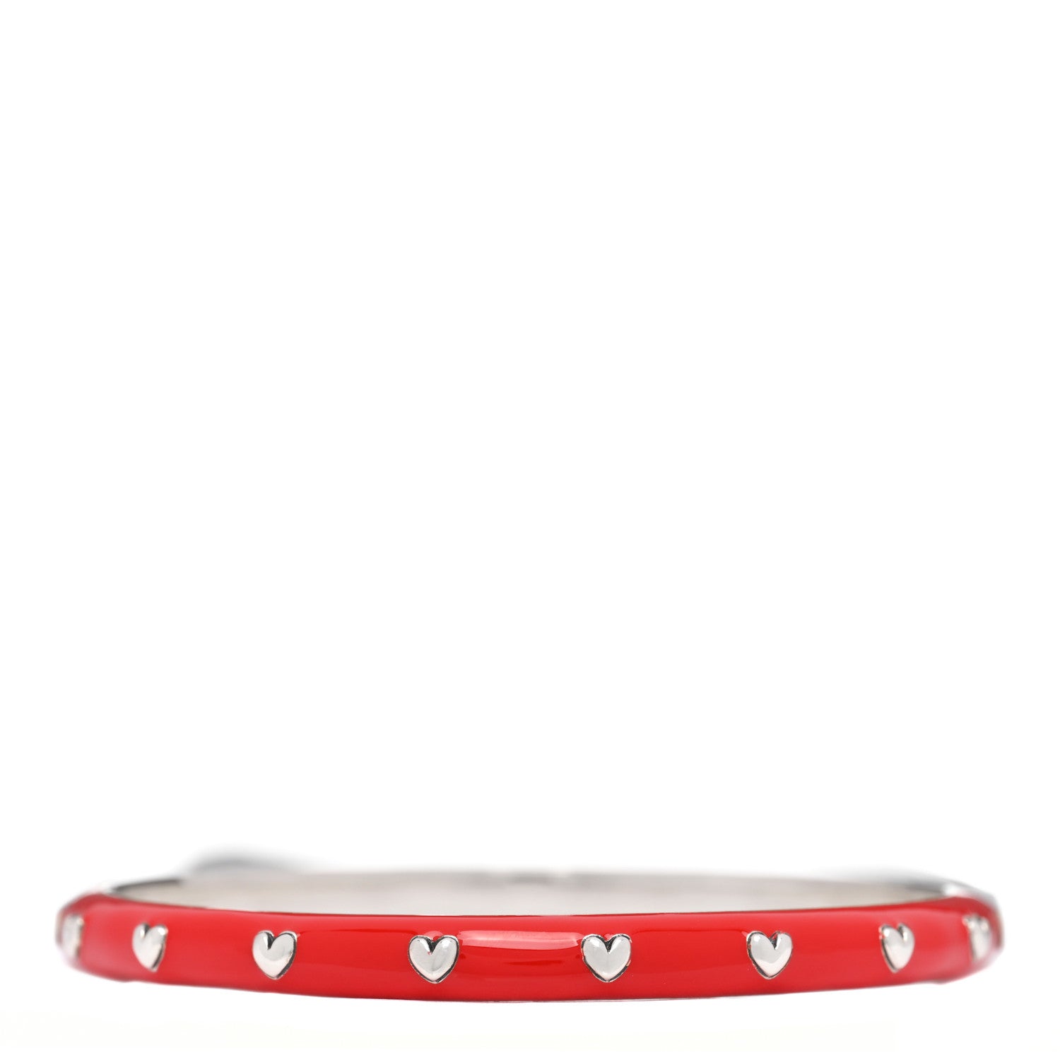 Tiffany Sterling Silver Enamel Heart Bangle Bracelet Red 2 of 3